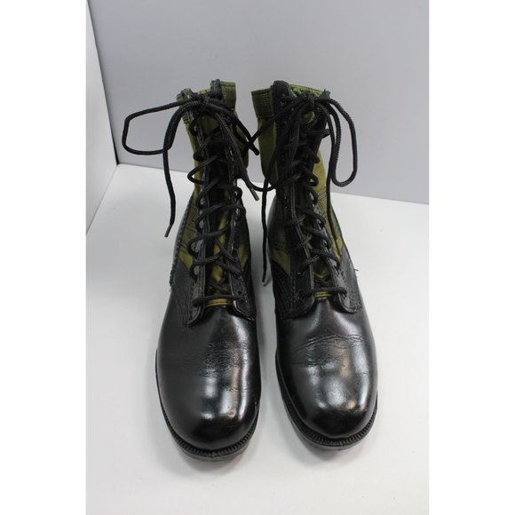 Olive Drab Leather Military Jungle Boots 5R Korea 88400 - Picture 4 of 10